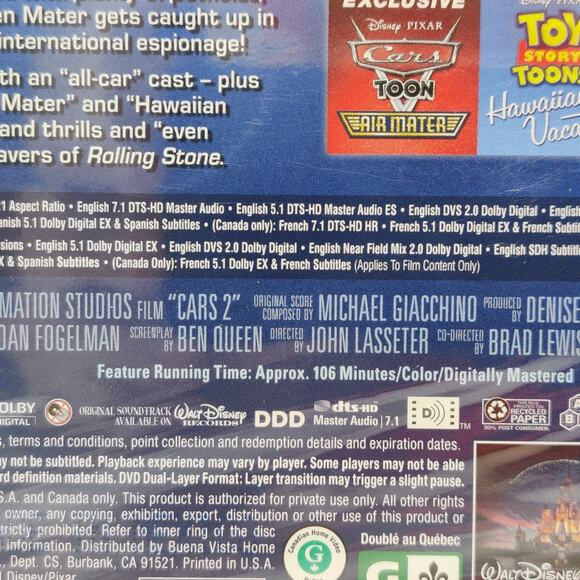 Cars 2 & 3 Blu-ray + DVD Combo Pack Disney Pixar Owen Wilson Racing Mater NEW - Picture 7 of 14